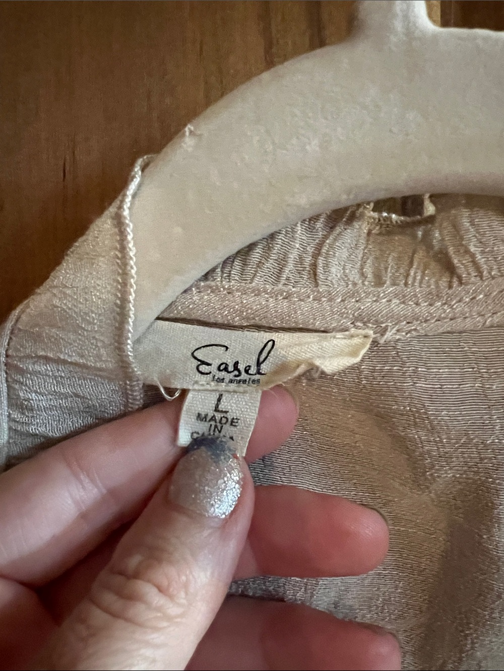 Easel Shimmery Cream Knit Top